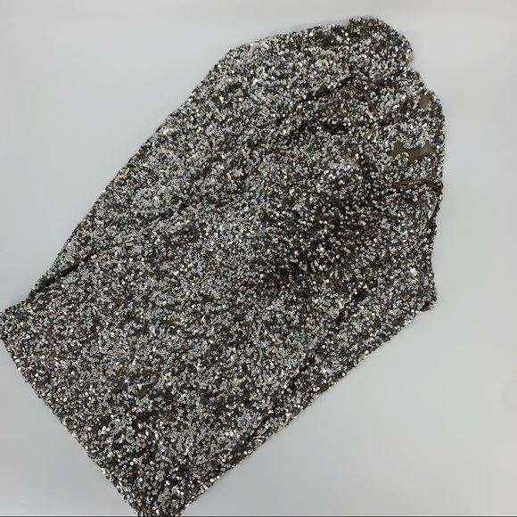 Scala Silver Metallic Sequin Strapless Gown Tail 6 - Picture 8 of 9